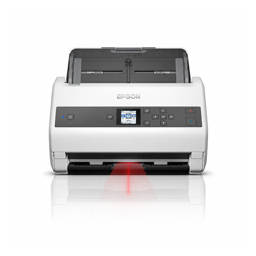 Lector de códigos de barras Epson DS-870 B11B250401 en uso sobre fondo blanco