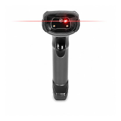 Lector de códigos de barras Zebra DS8108 negro DS8108-SR7U2100SGW en uso sobre fondo blanco