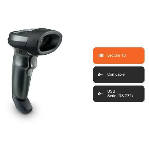 Características del lector de códigos de barras Zebra LI2208 LI2208-SR7U2100SGW: Lectura 1D, Con cable, USB, Serie (RS-232)