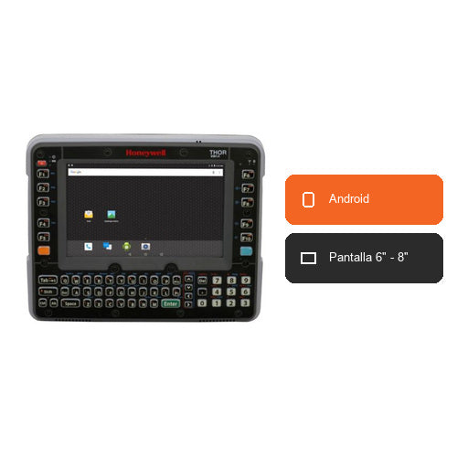 Características del terminal de mano Honeywell VM1A VM1A-L0N-1A6B20E: Android, Pantalla 6" - 8"