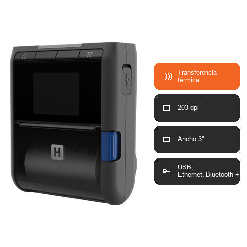 Características de la impresora de etiquetas Honeywell LYNX 3 LNX3-1-N00B101: Transferencia térmica, 203 dpi, Ancho 3", USB, Ethernet, Bluetooth +1