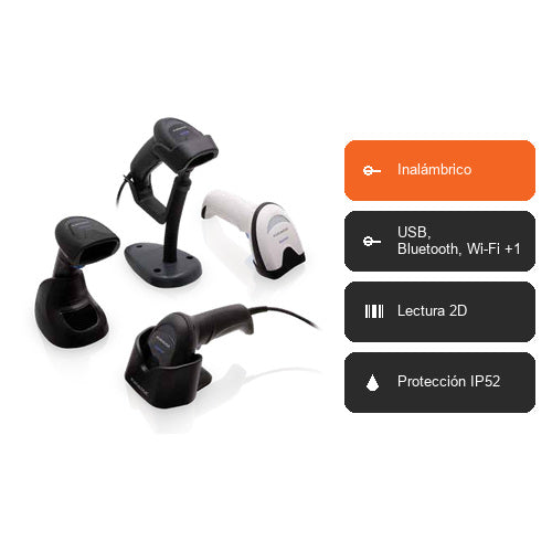 Características del lector de códigos de barras Datalogic QBT2500 QBT2500 BK: Inalámbrico, USB, Bluetooth, Wi-Fi +1, Lectura 2D, Protección IP52