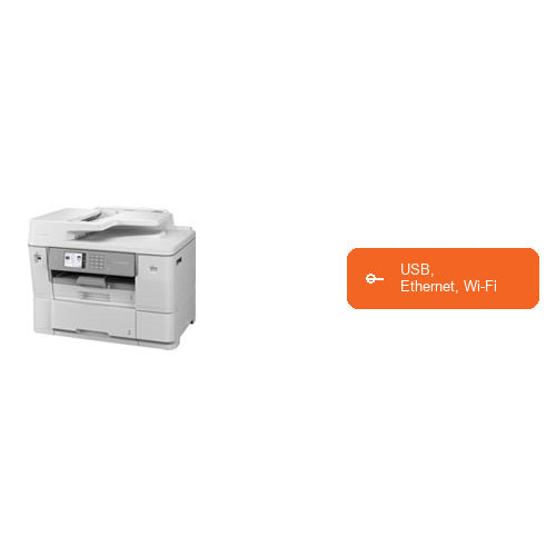 Características de la impresora de etiquetas Brother MFCJ6959DWRE1 MFCJ6959DWRE1: USB, Ethernet, Wi-Fi