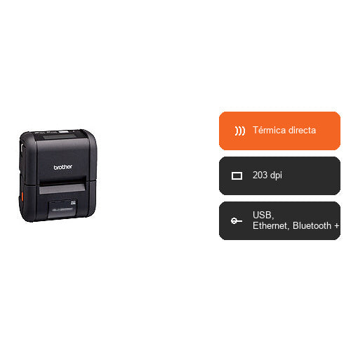 Características de la impresora de etiquetas Brother RJ-2030 RJ2030Z1: Térmica directa, 203 dpi, USB, Ethernet, Bluetooth +1