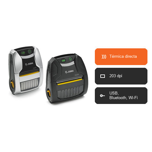 Características de la impresora de etiquetas Zebra ZQ310 ZQ31-A0W03RE-00: Térmica directa, 203 dpi, USB, Bluetooth, Wi-Fi