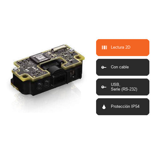 Características del lector de códigos de barras Datalogic GFS4590 GFS4590-BK-RED: Lectura 2D, Con cable, USB, Serie (RS-232), Protección IP54