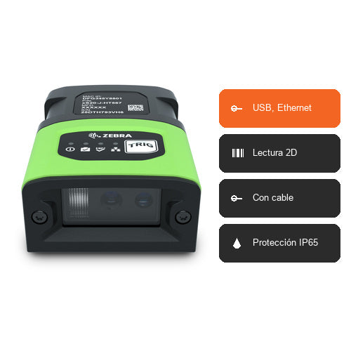 Características del lector de códigos de barras Zebra FS20 FS20-SR10D3-3C00W: USB, Ethernet, Lectura 2D, Con cable, Protección IP65