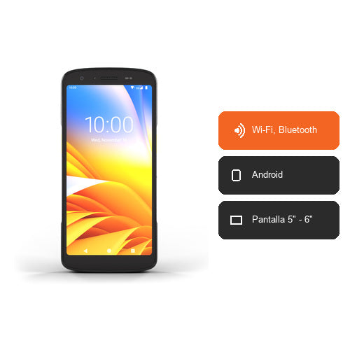 Características del terminal de mano Zebra TC22 WLMT0-T22B6CBC2-A6: Wi-Fi, Bluetooth, Android, Pantalla 5" - 6"