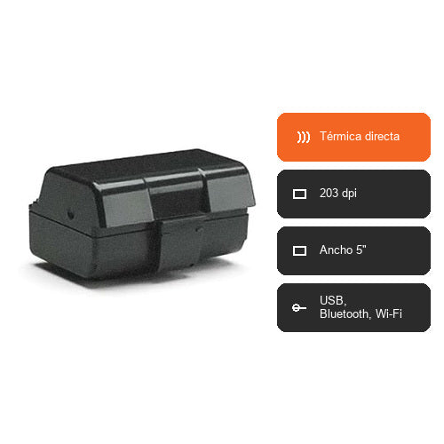 Características de la impresora de etiquetas Zebra ZQ521 ZQ52-BUE000E-00: Térmica directa, 203 dpi, Ancho 5", USB, Bluetooth, Wi-Fi