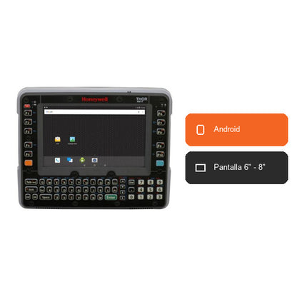 Características del terminal de mano Honeywell VM1A VM1A-L0N-1A1B20E: Android, Pantalla 6" - 8"