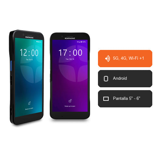 Características del terminal de mano Datalogic MEMOR 17 negro 944950003: 5G, 4G, Wi-Fi +1, Android, Pantalla 5" - 6"