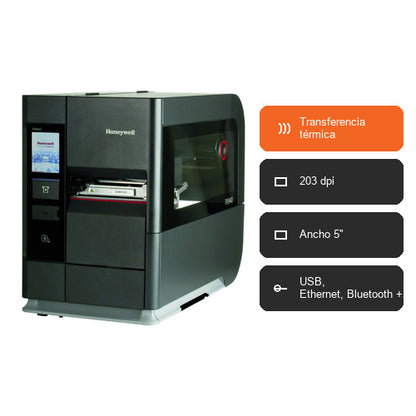 Características de la impresora de etiquetas Honeywell PX940A PX940A00100061200: Transferencia térmica, 203 dpi, Ancho 5", USB, Ethernet, Bluetooth +3