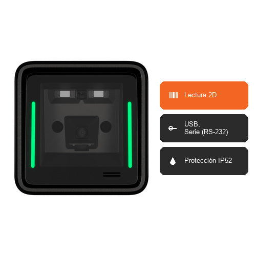 Características del lector de códigos de barras Zebra SP2002 SP2002-SR00004ZZWW: Lectura 2D, USB, Serie (RS-232), Protección IP52