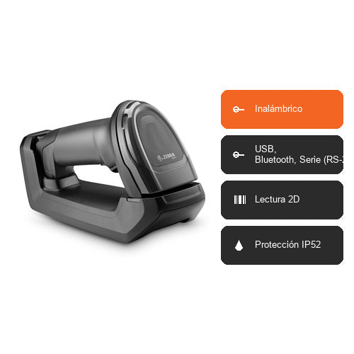 Características del lector de códigos de barras Zebra DS8178 negro DS8178-SR7U2100PFW: Inalámbrico, USB, Bluetooth, Serie (RS-232), Lectura 2D, Protección IP52