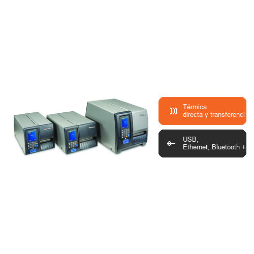 Características de la impresora de etiquetas Honeywell PM43CA PM43CA1130000212: Térmica directa y transferencia térmica, USB, Ethernet, Bluetooth +3