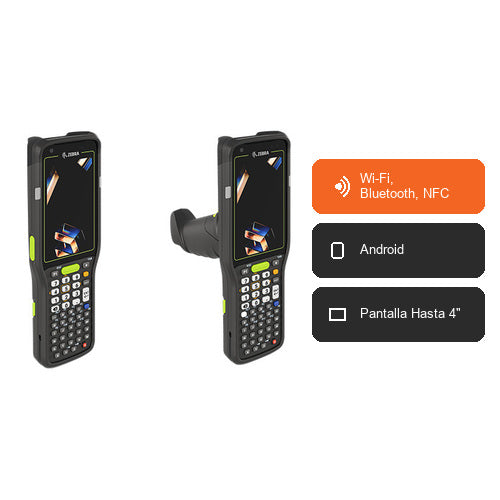 Características del terminal de mano Zebra MC34 negro MC3401-0S1M53SS-A6: Wi-Fi, Bluetooth, NFC, Android, Pantalla Hasta 4"