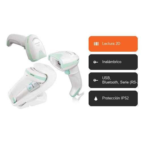Características del lector de códigos de barras Datalogic GD4590 GD4590-BK: Lectura 2D, Inalámbrico, USB, Bluetooth, Serie (RS-232), Protección IP52