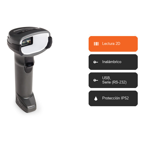 Características del lector de códigos de barras Zebra DS4678 DS4678-DPE0007VZRW: Lectura 2D, Inalámbrico, USB, Serie (RS-232), Protección IP52