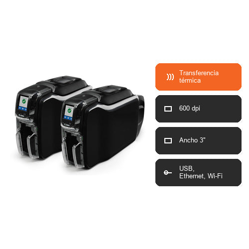 Características de la impresora de etiquetas Zebra ZC350 ZC35-000C000EM00: Transferencia térmica, 600 dpi, Ancho 3", USB, Ethernet, Wi-Fi