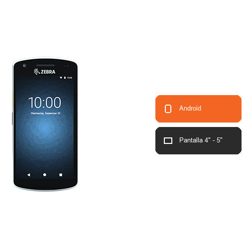 Características del terminal de mano Zebra EC50 EC500K-01B132-A6: Android, Pantalla 4" - 5"