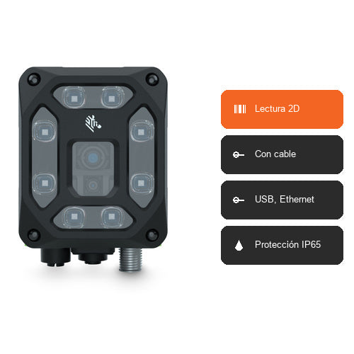 Características del lector de códigos de barras Zebra FS40 FS40-WA20E4-3C00W: Lectura 2D, Con cable, USB, Ethernet, Protección IP65