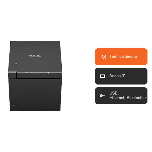 Características de la impresora de etiquetas Epson TM-M30III negro C31CK50112: Térmica directa, Ancho 3", USB, Ethernet, Bluetooth +1