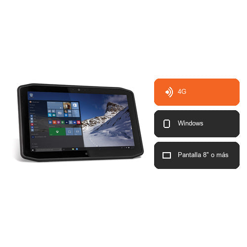 Características del terminal de mano Zebra XR12 200359: 4G, Windows, Pantalla 8" o más