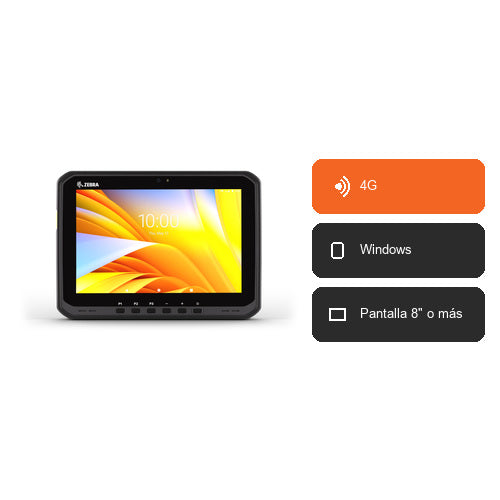 Características del terminal de mano Zebra ET65 ET65AW-ESQAGS00A0-A6: 4G, Windows, Pantalla 8" o más