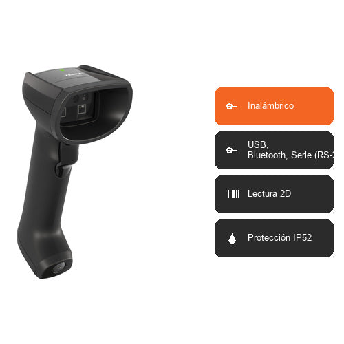 Características del lector de códigos de barras Zebra DS8288 negro DS8288-SR4U2104PVW: Inalámbrico, USB, Bluetooth, Serie (RS-232), Lectura 2D, Protección IP52