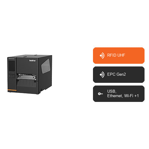 Características de la impresora de etiquetas Brother TJ-4021TN TJ4021TNRZ1: RFID UHF, EPC Gen2, USB, Ethernet, Wi-Fi +1