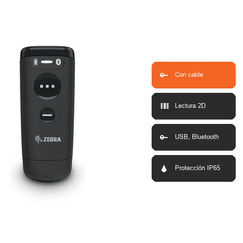 Características del lector de códigos de barras Zebra CS6080 negro CS6080-SR40004VZWW: Con cable, Lectura 2D, USB, Bluetooth, Protección IP65