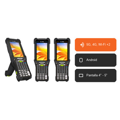 Características del terminal de mano Zebra MC94 negro MC9401-0G1M6BCS-A6: 5G, 4G, Wi-Fi +2, Android, Pantalla 4" - 5"