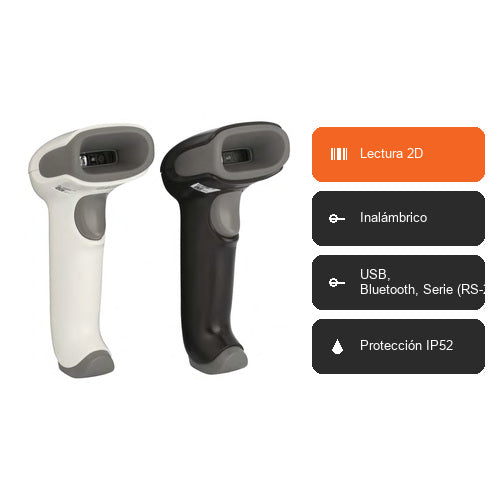 Características del lector de códigos de barras Honeywell 1472G 1472G2D-2-R: Lectura 2D, Inalámbrico, USB, Bluetooth, Serie (RS-232), Protección IP52
