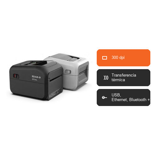 Características de la impresora de etiquetas Honeywell PC41E PC41EDB010300: 300 dpi, Transferencia térmica, USB, Ethernet, Bluetooth +2