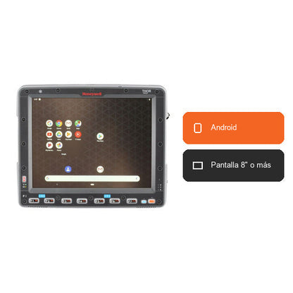 Características del terminal de mano Honeywell VM3A VM3A-L0N-1B1A20E: Android, Pantalla 8" o más