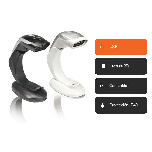 Características del lector de códigos de barras Datalogic HD3430 blanco HD3430-WHK1B: USB, Lectura 2D, Con cable, Protección IP40