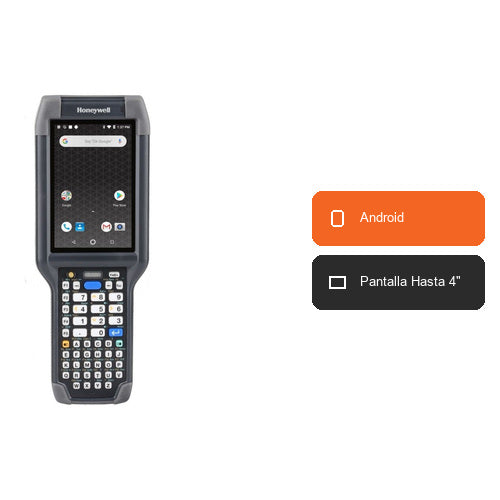 Características del terminal de mano Honeywell CK65 CK65 L0N BLC212E: Android, Pantalla Hasta 4"
