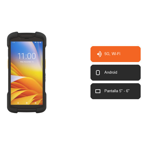 Características del terminal de mano Zebra TC78 TC78B1-3T1K6B1A80-A6: 5G, Wi-Fi, Android, Pantalla 5" - 6"