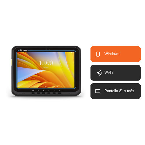 Características del terminal de mano Zebra ET60 ET60WW-0S5DLSK0A1-00: Windows, Wi-Fi, Pantalla 8" o más