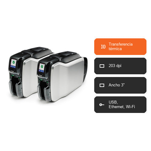 Características de la impresora de etiquetas Zebra ZC300 ZC32-FM0R000EM00: Transferencia térmica, 203 dpi, Ancho 3", USB, Ethernet, Wi-Fi