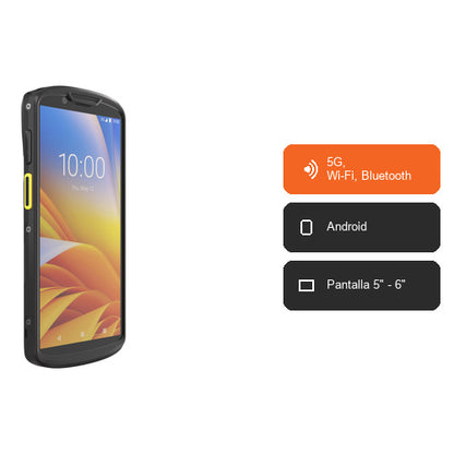 Características del terminal de mano Zebra TC58 TC58B1-3T1E6B1W80-A6: 5G, Wi-Fi, Bluetooth, Android, Pantalla 5" - 6"