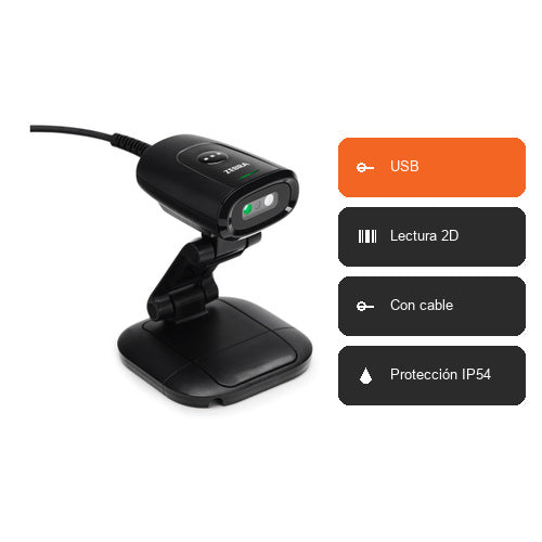 Características del lector de códigos de barras Zebra DS5502 negro DS5502-SR4US70MAZW: USB, Lectura 2D, Con cable, Protección IP54