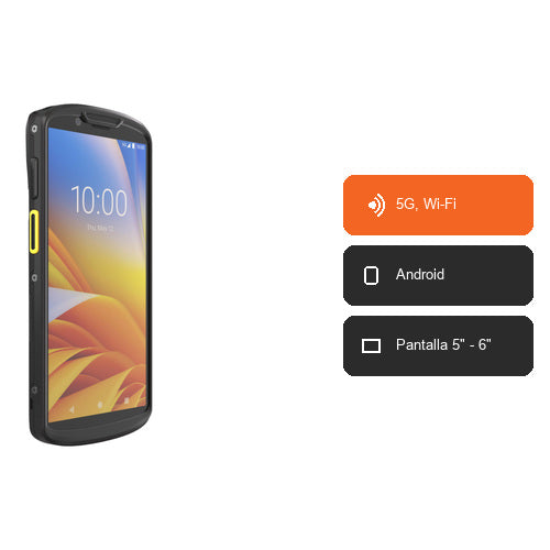 Características del terminal de mano Zebra TC58 TC58BE-3T1K6B1B80-A6: 5G, Wi-Fi, Android, Pantalla 5" - 6"