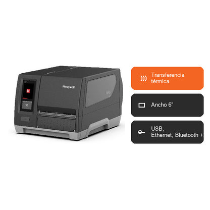 Características de la impresora de etiquetas Honeywell PM65A PM65A10010030200: Transferencia térmica, Ancho 6", USB, Ethernet, Bluetooth +3