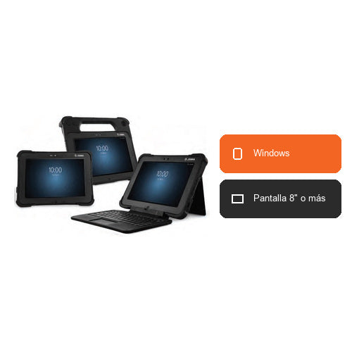 Características del terminal de mano Zebra L10 RPL10-LXV5X4W4S0X0X0: Windows, Pantalla 8" o más