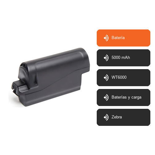 Características de Zebra Batería BTRY-NGWT-50MA-01: Batería, 5000 mAh, WT6000, Baterías y carga, Zebra
