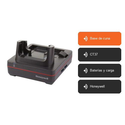 Características de Honeywell Base de cuna CT37-HB-UVN-2: Base de cuna, CT37, Baterías y carga, Honeywell