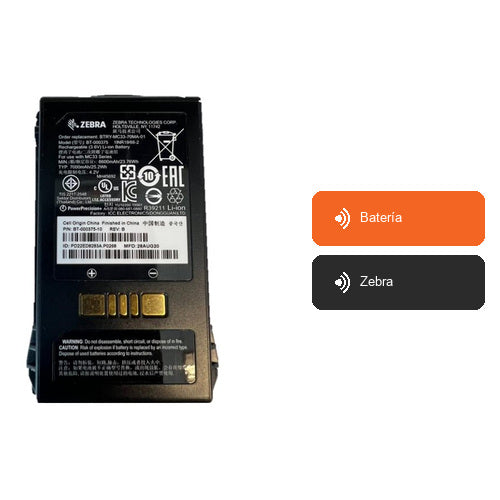 Características de Zebra Batería BTRY-MC3X-70MA-01: Batería, Zebra
