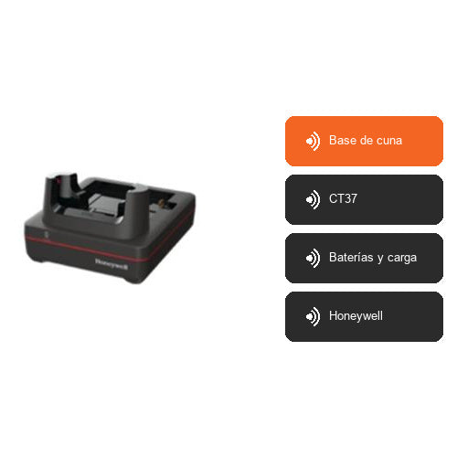 Características de Honeywell Base de cuna CT37-HB-UVB-2: Base de cuna, CT37, Baterías y carga, Honeywell