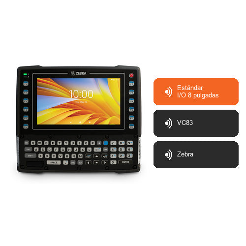 Características de Zebra Estándar I/O 8 pulgadas VC83-08SOCQBAABA-I: Estándar I/O 8 pulgadas, VC83, Zebra
